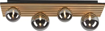 Produktbild von JUST LIGHT LED Deckenlampe STIKA Echtholzfurnier Eiche, Rauchglas Wohnzimmer, Esszimmer, Flur, Küche, Büro, Schlafzimmer