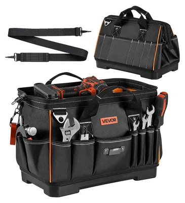 Immagine prodotto di Borsa per attrezzi VEVOR, 41x23x25 cm, custodia con 14 scomparti interni e 19 esterni, organizer per attrezzi impermeabile in poliestere con tracolla e cerniera, borsa per attrezzi per artigiani