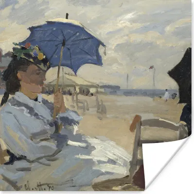 Produktbild von MuchoWow® Poster Der Strand von Trouville - Claude Monet 100x100 cm - Babyzimmer