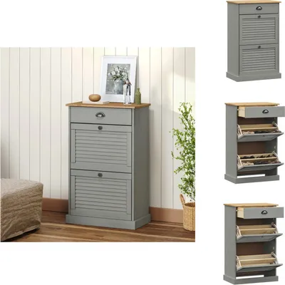 Obrázek produktu pro vidaXL Botník VIGO 60x35x96 cm Šedý borovicový masiv - Botníky a skříně
