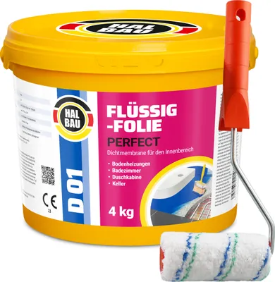 Obrázek produktu pro Sada malířský váleček 10 cm + vnitřní tekutá fólie HALBAU FLÜSSIGFOLIE PERFECT D01 - 4 kg