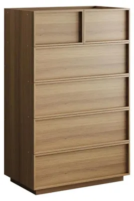 Obrázok produktu pre Komoda – komoda so 6 zásuvkami – MDF – vzhľad dreva (dub) – drevená konštrukcia – 80 x 48 x 127 cm – vyžaduje montáž