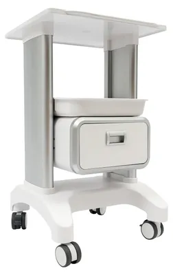 Immagine prodotto di Carrello portautensili - Carrello per parrucchiere in plastica con cassetto e 2 ampi ripiani - Carrello per strumenti per saloni di bellezza, cliniche, studi dentistici - Bianco