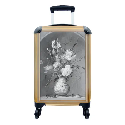 Produktbild von MuchoWow® Koffer Handgepäck Trolley Rollkoffer Kleine Reisekoffer mit 4 Rollen - Stilleben - Maler - Liste - Gold - Cabin Size < 55x40x23 cm & 55x40x20 cm - Fotokoffer - Kabinenkoffer - Boardgepäck - Reise-Box - Reisekoffer - Reisegepäck - Koffer mit Bild - Trolley für Kinder