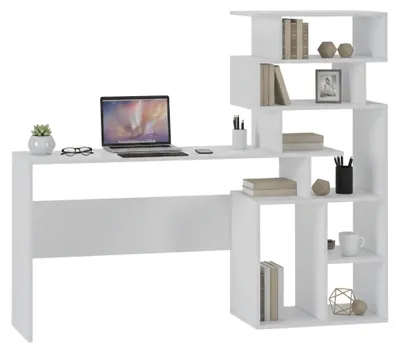 Produktbild von Nicolosi - Schreibtisch, 158x40x135h cm Weiß, 6 Fächer