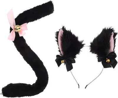 Productafbeelding van SOIMISS 2 Stuks Kat Oren Hoofdband Dames Hoofdbanden Cartoon Kat Kostuum Oor Cosplay Noir Kostuum Kitten Halloween Kostuums Faux Vos Cosplay Staart