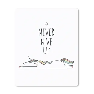 Produktbild von MuchoWow® Mauspad Mousepad Einhorn - Kinder - Zitate - Niemals aufgeben - Mädchen 30x40 cm - Mousepads - Maus Mat - Pad - Mausunterlage - Mausmatten