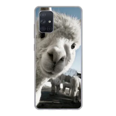 Produktbild von MuchoWow® Handyhülle Schutzhülle Hülle für Samsung Galaxy A51 Alpaka - Weiß - Tier Silikon Softcase Handy Hülle - Schutzabdeckung