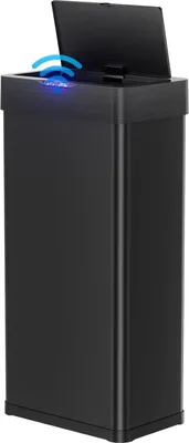 Produktbild von Automatischer Küchen-Mülleimer - Abfalleimer mit Bewegungssensor - 50 L 13,2 Gallonen - Rechteckiger Edelstahl - Soft-Close Deckel - Schwarz einflügelig
