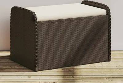 Produktbild von Möbel Sitzbank mit Stauraum & Kissen Braun 80x51x52 cm Poly Rattan - Gartenbänke &38137