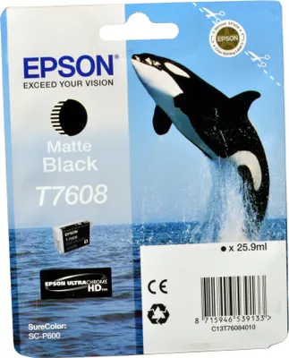 Produktbild von Epson T7608 Matte Black, Schwarz, Tinte auf Pigmentbasis, 25,9 ml, 1 Stück(e), Einzelpackung