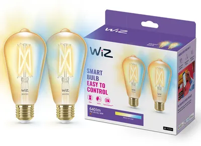 Produktbild von WiZ Filament-Lampe Bernstein 50 W ST64 E27 x2, Intelligentes Leuchtmittel, Wi-Fi/Bluetooth, Bernstein, LED, E27, ST64