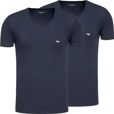 Produktbild von Emporio Armani Herren T-Shirt 2er Pack | Baumwolle & Elasthan Regular Fit Farbe Dunkelblau Größe S EM000392 AF14132