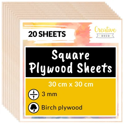 Productafbeelding van Creative Deco 20 x 30x30cm Multiplex Platen Vierkant 3mm, 300 x 300 x 3 mm