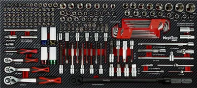 Produktbild von Mephisto ProLine Nuss-Ratschen-Set mit Drehmoment usw. in Carbon Look Soft Inlay