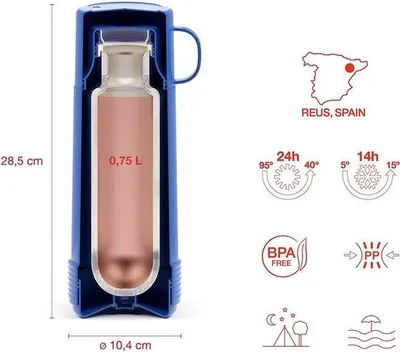 Image de bouteille isotherme en verre, à double paroi, avec une isolation sous vide de 0