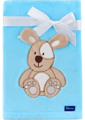 Obrázok produktu pre Be Mammy – mäkučká detská deka, deka na maznanie, prikrývka s 3D aplikáciou, 76 x 102 cm, BE20-168 (modrá – psík, 76 x 102 cm)