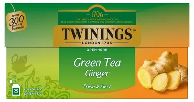 Produktbild von Twinings Grüner Tee Ingwer 25 Beutel, 50g – Aromatischer grüner Ingwertee