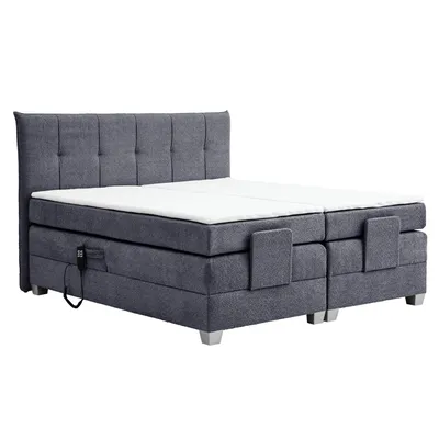 Produktbild von Boxspringbett ADRIA MIT MOTOR mit Bettkasten 160 x 200 cm Boucle` Anthrazit mit Visco Topper Bett Bettkasten Taschenfederkern