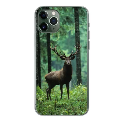 Produktbild von MuchoWow® Handyhülle Schutzhülle Hülle für iPhone 11 Pro Hirsche - Wald - Bäume - Tiere - Natur Silikon Softcase Handy Hülle - Handy