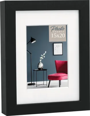 Image de Cadre photo en bois rectangulaire noir pour 15x20 cm
