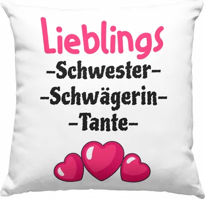 Produktbild von Trendation - Lieblings Schwester Schwägerin Tante Geschenk Deko-Kissen mit Füllung 40x40 mit Spruch (Grau)