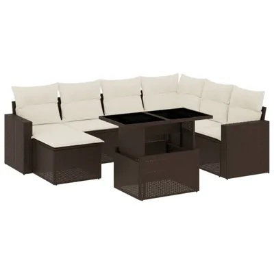 Produktbild von vidaXL 8-tlg. Garten-Sofagarnitur mit Kissen Braun Poly Rattan