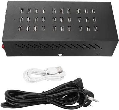Obrázek produktu pro USB nabíjecí stanice s 30 zásuvkami – rozbočovač pro mobilní telefony/tablety (evropské zástrčky)
