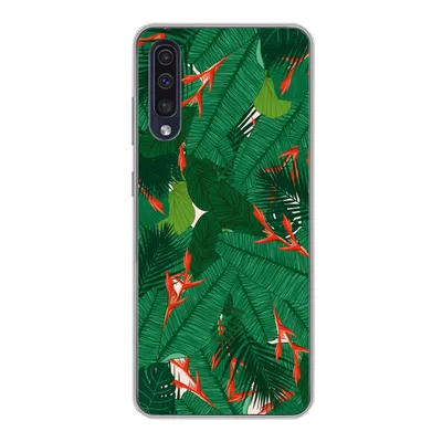 Produktbild von MuchoWow® Handyhülle Schutzhülle Hülle für Samsung Galaxy A30s Blumen - Blätter - Muster Silikon Softcase Handy Hülle - Karteninhaber
