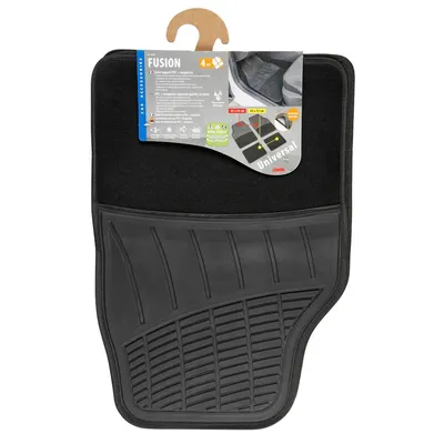 Obrázok produktu pre Súprava 4 protišmykových univerzálnych rohoží do auta na motorku z PVC čierna