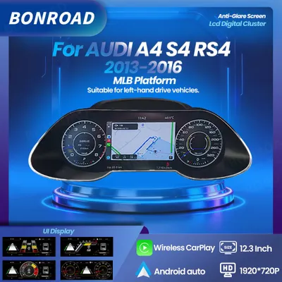 Imagen del producto de Pantalla digital para el tablero de instrumentos, de 12.3 pulgadas, compatible con Audi A4, S4 y RS4. Incluye navegador y velocímetro