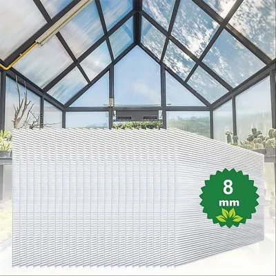 Produktbild von Faziango 10x Doppelstegplatten 8mm Zuschneidbar 121x60,5cm Polycarbonat 7,32m² UV-beständig Klar Hohlkammerplatten Gewächshaus Platten Stegplatten