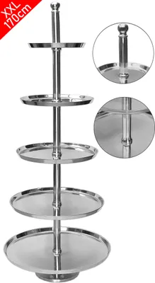 Produktbild von XXL Etagere - Höhe 170cm - 5-stöckig - Obstschale Obstkorb Gebäckschale Servier Ständer Obst Teller Deko Aluguss Silber Edel