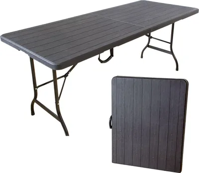 Produktbild von Gartentisch in Holzoptik schwarz, Klapptisch 180 x 75 cm, Buffettisch bis 150 kg belastbar