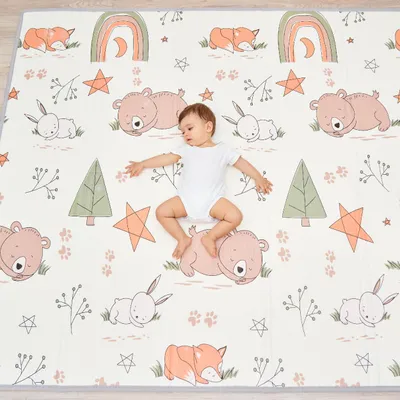 Zdjęcie produktu dla Mata do raczkowania dla niemowląt, składana, mata do zabawy dla dzieci, 150x180x1 cm, mata do raczkowania