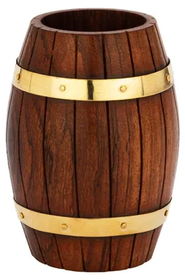 Penhalter Fass-Design Holz/Messing 9,5x6,5 cm