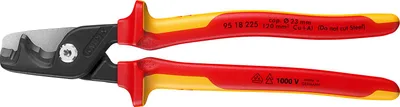 A pair of insulated wire cutters on a white background.