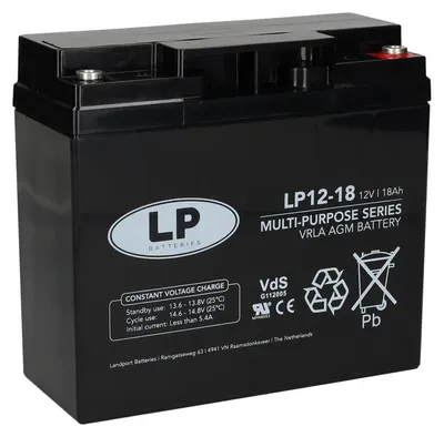 Immagine prodotto di Batteria AGM al piombo Landport LP12-18 T12, 12V, 18Ah –  VdS G112120