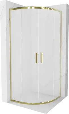 Produktbild von Mexen Rio halbrunde Duschkabine 80 x 80 cm, Frost, Gold - 863-080-080-50-30