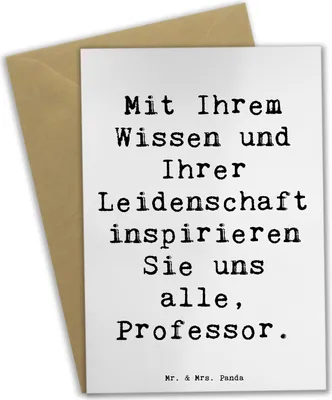 Produktbild von Mr. & Mrs. Panda Beileidskarte Spruch Inspirierender Professor - Weiß - Geschenk, Bedanken, Begeisterung, einladungskarten, Lieb, Danke sagen, vatertagskarte, Anerkennung