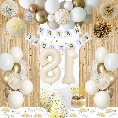 Produktbild von Geburtstagsdeko 18. Geburtstag weiß gold Tischdeko