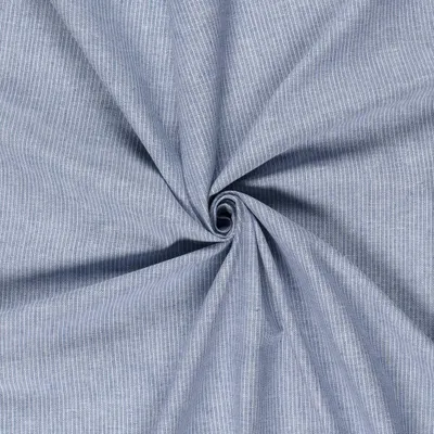 Baumwoll Leinen Stoff Chambré Melange gestreift Meterware drapiert indigoblau