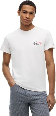 Zdjęcie produktu dla Koszulka męska Tommy Jeans, krótki rękaw, krój slim fit, z nadrukiem logo na klatce piersiowej, kolor kości słoniowej (Ancient)