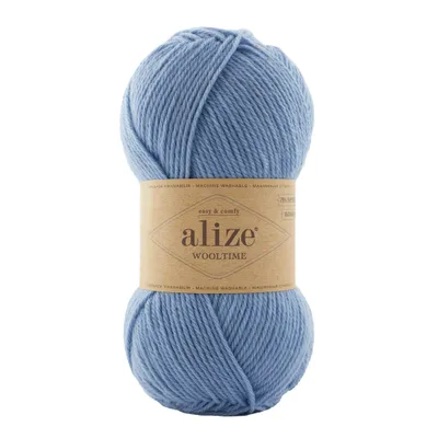 100g Sockenwolle Alize Wooltime 432 taubenblau