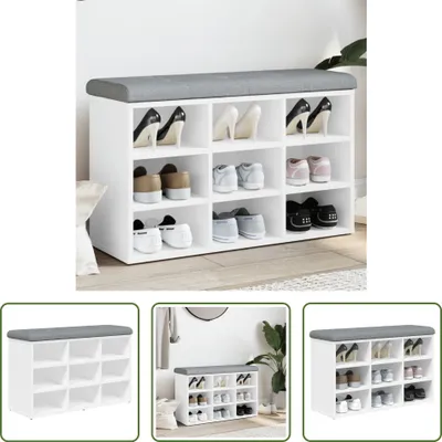 Produktbild von The Living Store Schuhbank Weiß 82x32x50 cm Holzwerkstoff