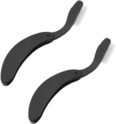 Produktbild von 2 faltbare Wimpernbürsten – Schwarze Wimpernbürsten, tragbarer Wimpernkamm, Augenbrauenkamm mit Stahlnadeln