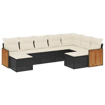 Produktbild von vidaXL 9-tlg. Garten-Sofagarnitur mit Kissen Schwarz Poly Rattan