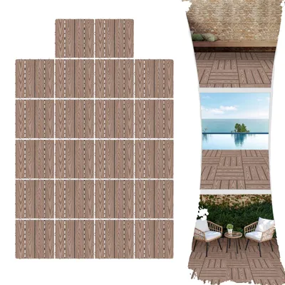Immagine prodotto di Piastrelle per terrazza, realizzate in materiale WPC resistente, con superficie antiscivolo, colore marrone