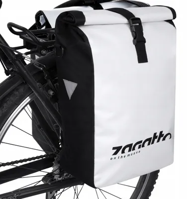 Zdjęcie produktu dla Zestaw 2x Sakwa rowerowa wodoodporna na bagażnik boczna tylna biała ZAGATTO