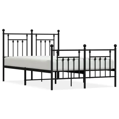 Zdjęcie produktu dla Metalowa Rama Łóżka Z Wezgłowiem I Zanóżkiem, Czarna, 120X200Cm Lumarko!